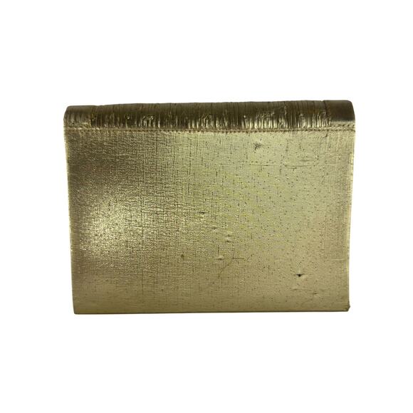 Textured Gold Metallic Evening Clutch Purse with Rope Shoulder Strap Retro Party - Picture 9 of 16